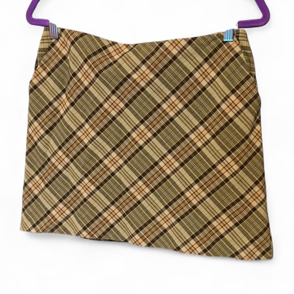 Y2K Old Navy Plaid Mini Skirt in Tan and Brown
